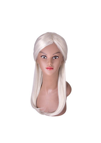 HairYouGo Silver Gray Long <em>Hair</em> Cosplay Wig 26inch Synthetic Women <em>Straight</em> Wig with Chignon 1pc