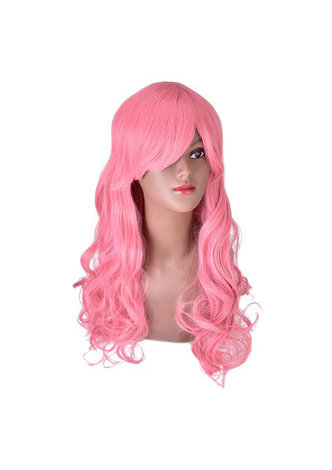 HairYouGo 28nch Halloween Perruque Synthétique Cheveux Longs Ondulés Cosplay Perruques Rose Blonde Femmes Parti Perruque 1021A