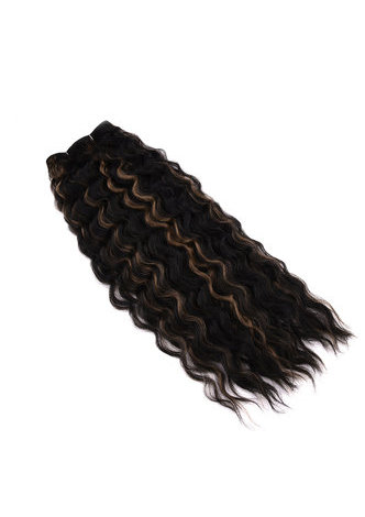 HairYouGo Long Curly Sew In Weave Synthetic <em>Hair</em> Extensions Two Tone Ombre Color 22inch Kanekalon