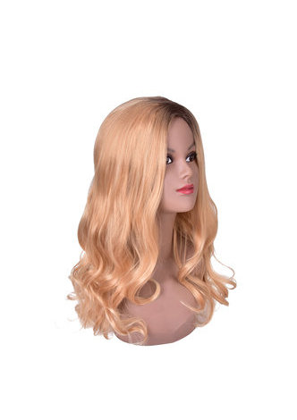 HairYouGo Long Wavy 25.6 Orange Brown Pure Color Synthetic Wigs Heat Resistant Hair Cosplay Party Wig Pelucas