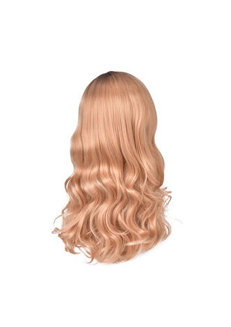 HairYouGo Long Wavy 25.6 Orange Brun Couleur Pure Perruques Synthétiques Résistant À La Chaleur Cheveux Cosplay Partie Perruque Pelucas