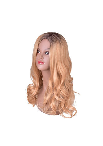 HairYouGo Long Wavy 25.6 Orange Brun Couleur Pure Perruques Synthétiques Résistant À La Chaleur Cheveux Cosplay Partie Perruque Pelucas