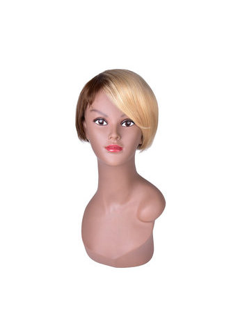 HairYouGo Short Straight Wig Black Blonde Ombre Rose Net <em>Synthetic</em> Women Hair Piece Party Cosplay