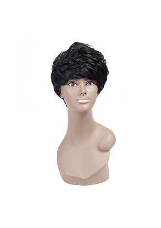 HairYouGo Straight <em>Synthetic</em> Wigs 1.5-4.5inch Cosplay Wigs 1pc Heat Resistant Black #1B Short Wigs