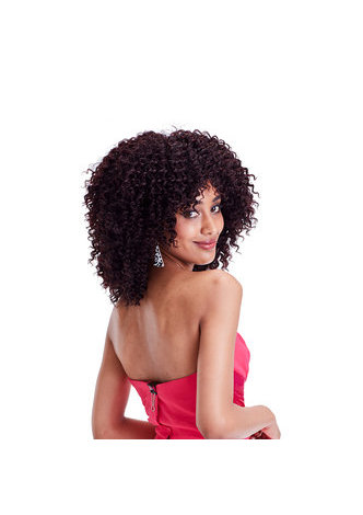 HairYouGo <em>Synthetic</em> Curly Wig 4# Japanese Kanekalon Fiber Wigs For Black Women 9Inch Heat Resistant