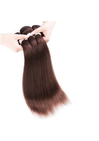 HairYouGo Non-Remy Hair Pre-Colored Straight Wave Bundles #4 Human Hair Bundles With Closure Free Shipping