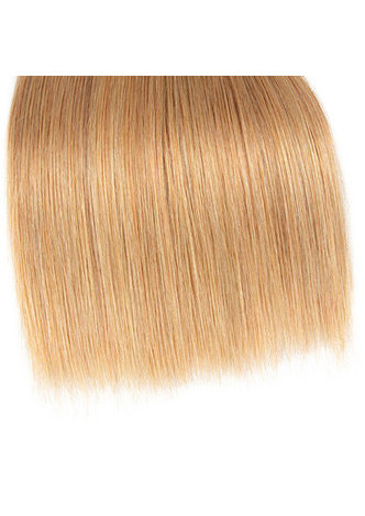 HairYouGo Non-Remy Hair Straight Wave Bundles With Closure #27 Pre-Colored Human Hair Bundles In Extension 